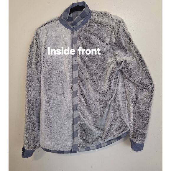 Tailor Vintage Blue Shirt Mens Sz L Shacket Sherpa Checkered Outdoor Lined - Picture 8 of 16